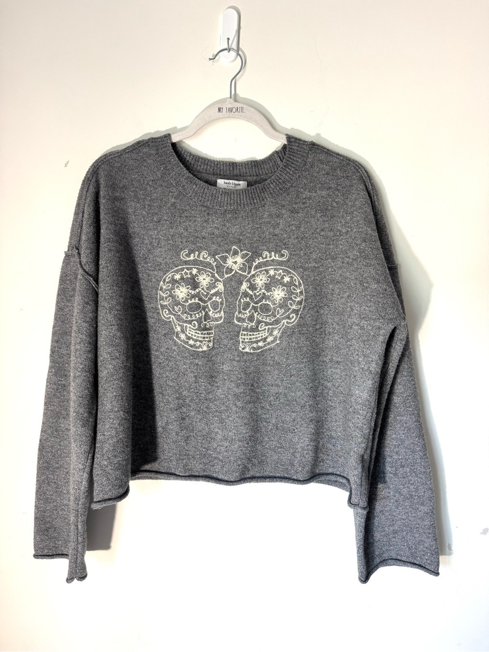 Haute Hippie Embroidered Sugar Skull Sweater Sz XL